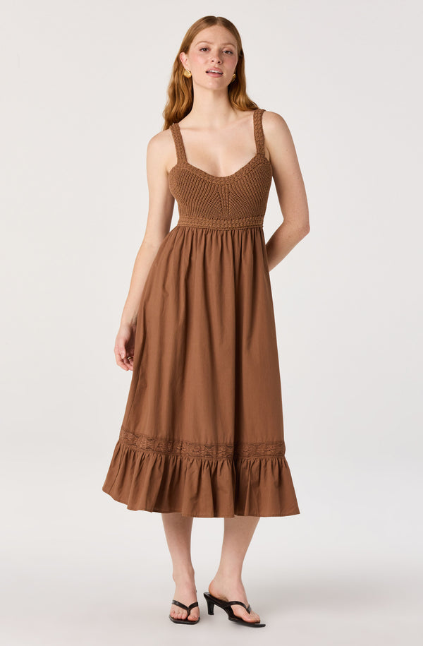 crochet dress brown ASTR the Label | Jacquelin Open Back in Camel Maritza The Oxford Bolero (Size):XS Plunging neckline w/ adjustable Lulus | Black Floral