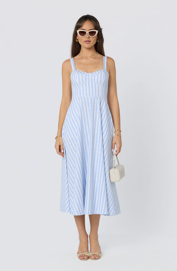 Isabela Striped Sweetheart Midi Dress - ASTR the Label Isabela Striped Sweetheart Midi Dress - ASTR the Label