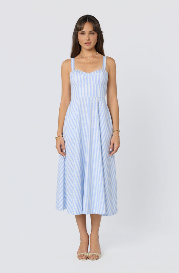 Isabela Striped Sweetheart Midi Dress - ASTR the Label Isabela Striped Sweetheart Midi Dress - ASTR the Label