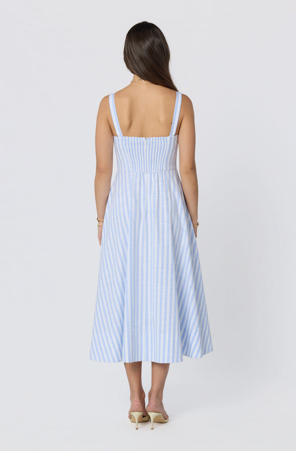 princess polly baby blue dress Isabela Striped Sweetheart Midi Dress