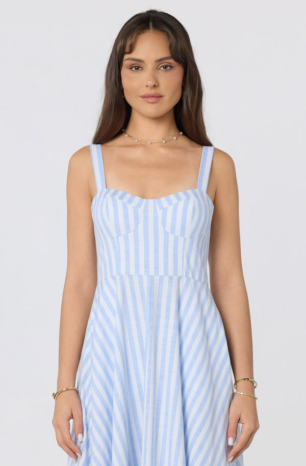 Isabela Striped Sweetheart Midi Dress - ASTR the Label Isabela Striped Sweetheart Midi Dress - ASTR the Label