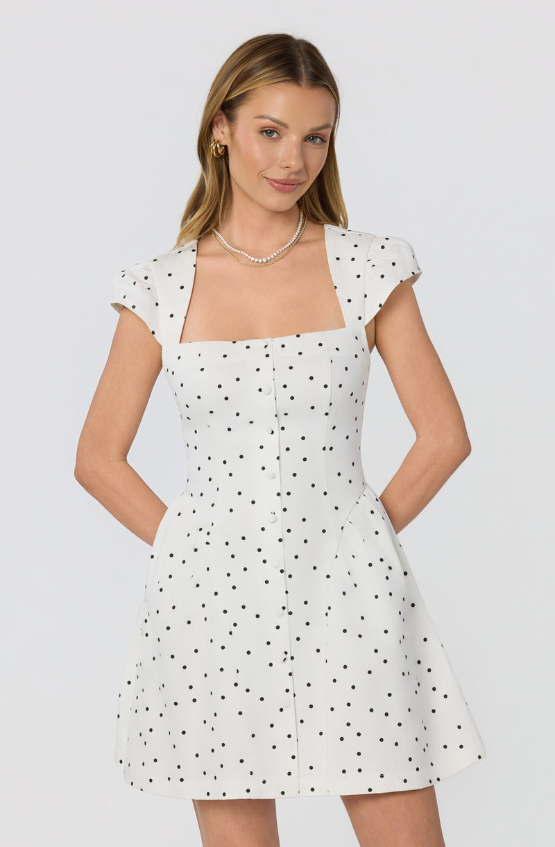 Averi Polka Dot Cap Sleeve Mini Dress