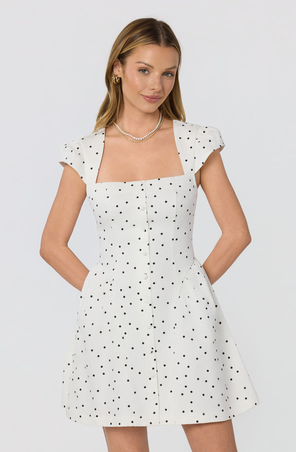 Averi Polka Dot Cap Sleeve Mini Dress - ASTR the Label Averi Polka Dot Cap Sleeve Mini Dress - ASTR the Label