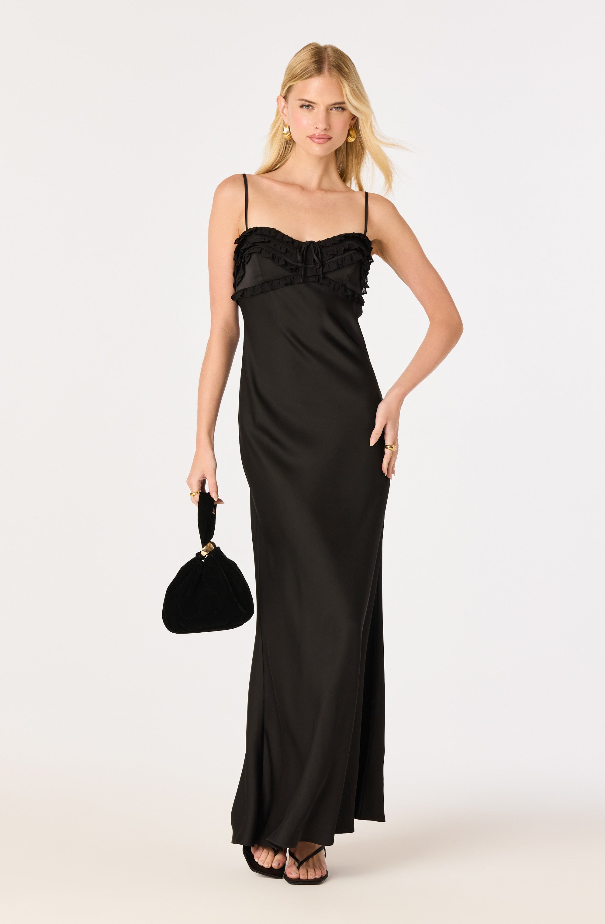 Jade Bow-Detail Satin Maxi Dress