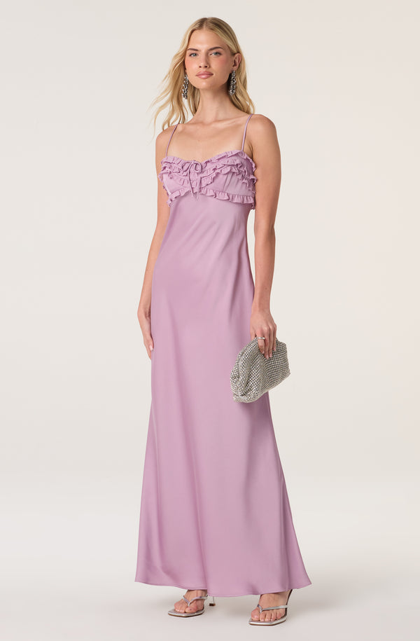 ASTR the Label | Jade Ruffle Trim Maxi Dress in Lavender