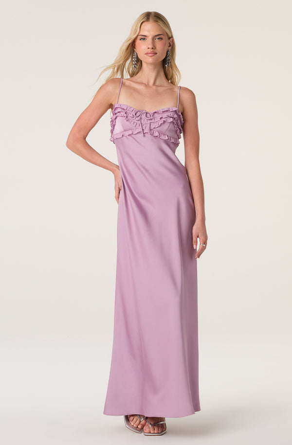 ASTR the Label | Jade Ruffle Trim Maxi Dress in Lavender | Size S ASTR the Label | Jade Ruffle Trim Maxi Dress in Lavender | Size S