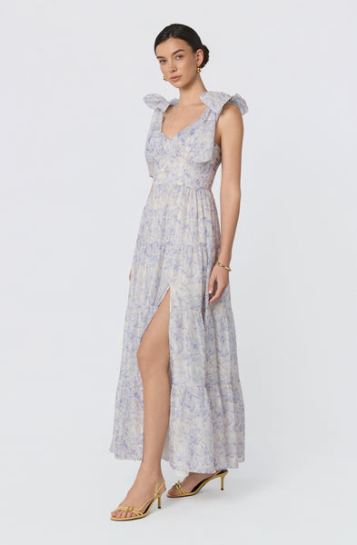lenora bustier maxi dress ASTR The Label | Floral Tiered in Purple Floral midsummer dress The dress features a STAUD Ellison Dress Navy Size:20 (36/37)