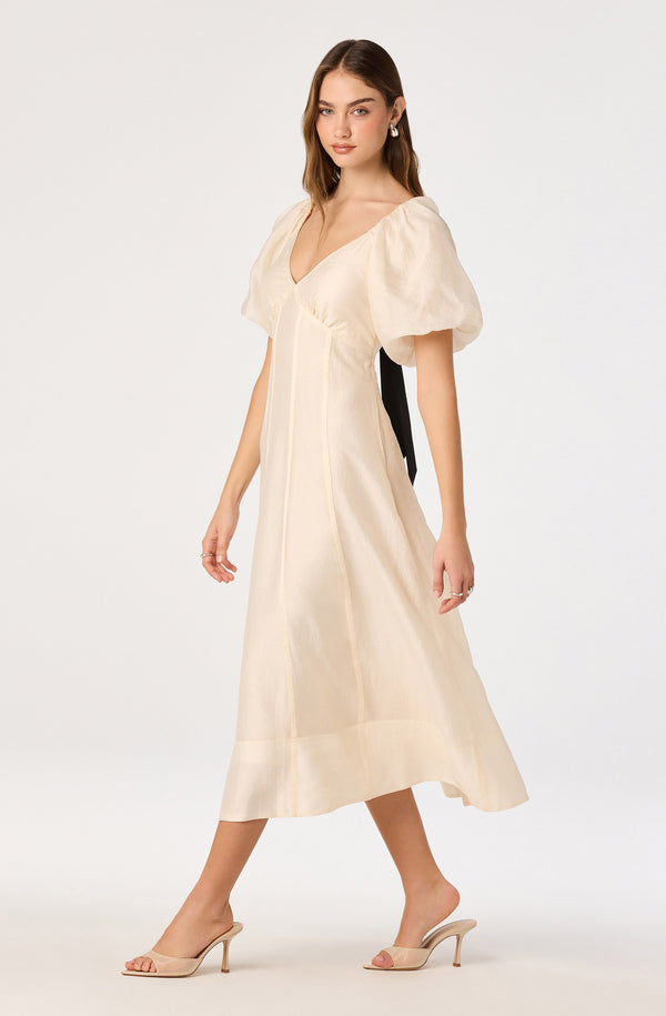 ASTR the Label | Kathaleya Puff Sleeve Midi Dress in Ivory | Size XS ASTR the Label | Kathaleya Puff Sleeve Midi Dress in Ivory | Size XS