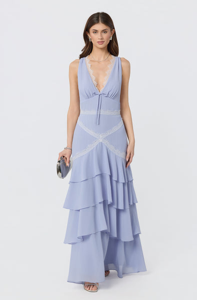 evelyn lace high low midi dress Trim Tiered Ruffle Maxi size bridesmaid Band Size:40 Lotus Pink Hanbok Set ss_add