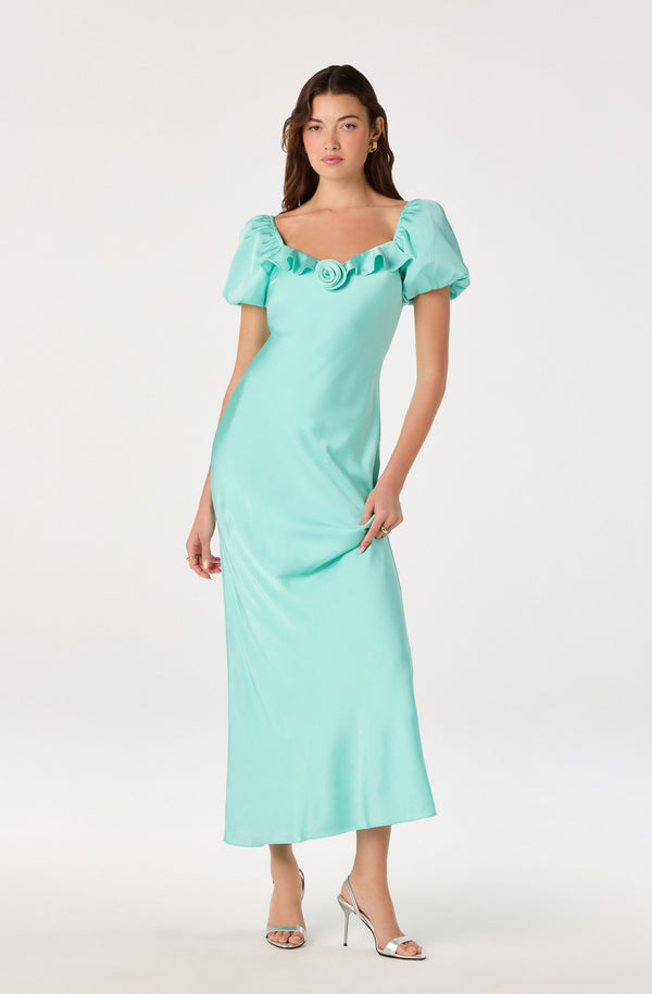 Bethrose 3D Rose Satin Maxi Dress - ASTR the Label Bethrose 3D Rose Satin Maxi Dress - ASTR the Label