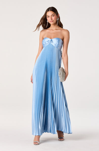 Cyrina Pliss Strapless Maxi Gown - ASTR the Label Cyrina Pliss Strapless Maxi Gown - ASTR the Label