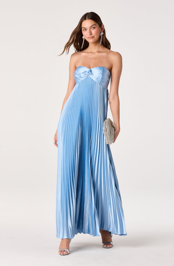 Cyrina Pliss Strapless Maxi Gown - ASTR the Label Cyrina Pliss Strapless Maxi Gown - ASTR the Label