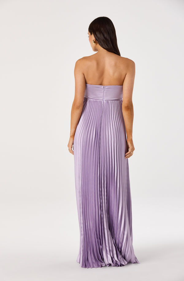 ASTR the Label | Cyrina Pliss Strapless Maxi Gown in Blue | Size L ASTR the Label | Cyrina Pliss Strapless Maxi Gown in Blue | Size L