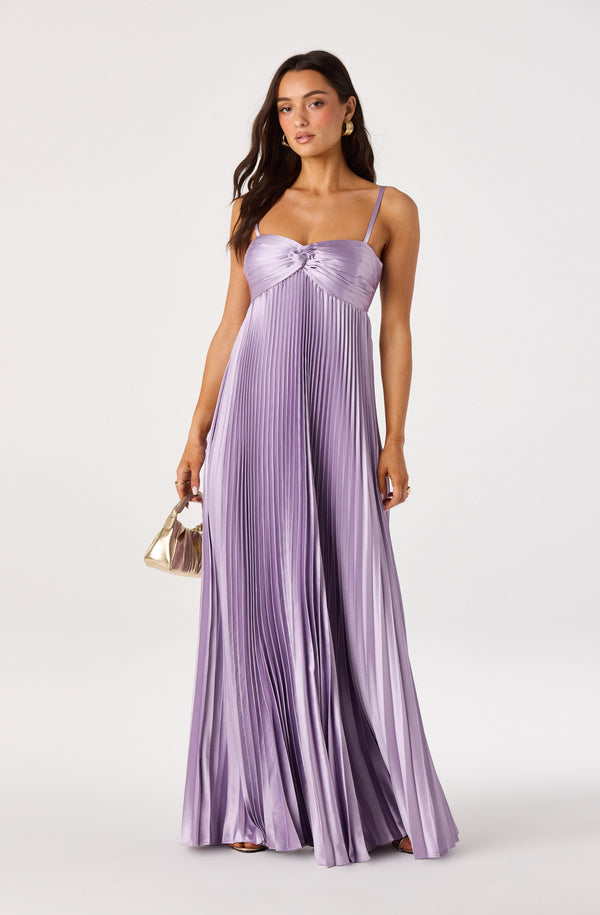 strapless open back dress Cyrina Plissé Strapless Maxi Gown