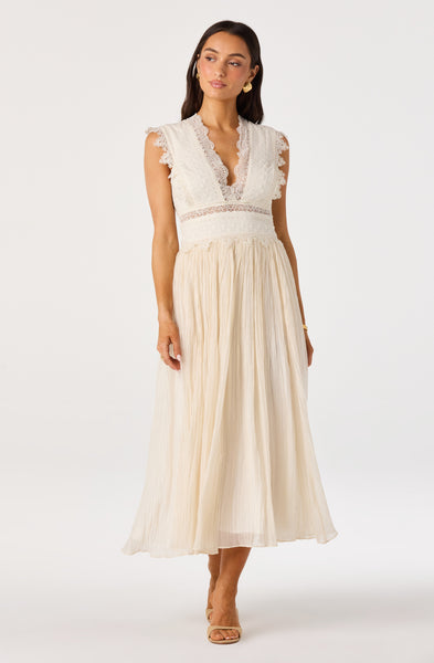 ASTR the Label | Eloise Eyelet Lace Midi Dress in Cream