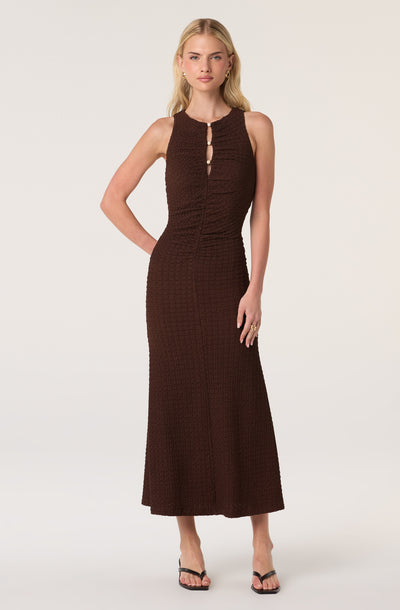 Skyla Keyhole Ruched Maxi Dress