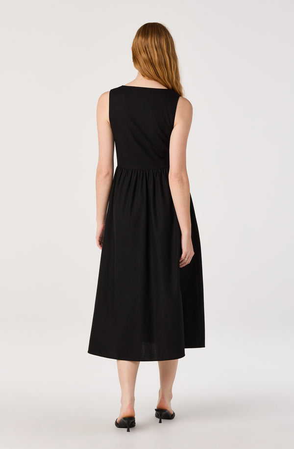 astr the label button front midi dress ASTR the Label | Cory V-Neck Button-Front Midi Dress in Black
