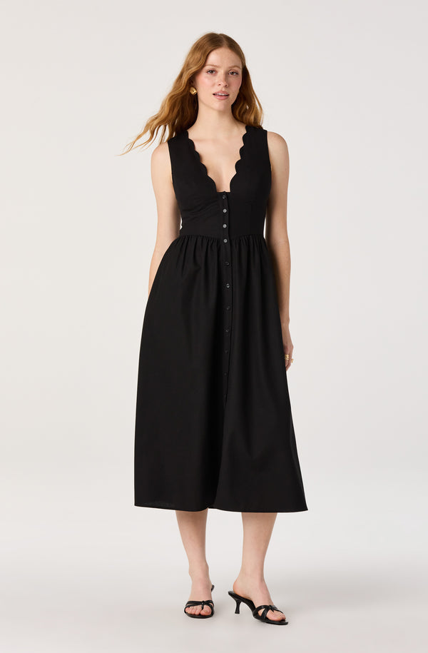 knee length dresses for ladies Cory V-Neck Button-Front Midi Dress