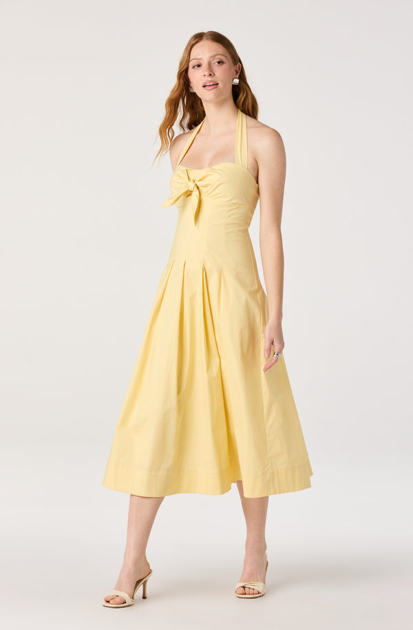 ASTR the Label | Janae Pleated Halter Midi Dress in Butter Yellow | Size M ASTR the Label | Janae Pleated Halter Midi Dress in Butter Yellow | Size M