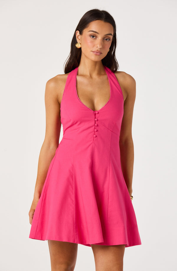 ASTR the Label | Esme Halter Mini Dress in Fuchsia | Size L ASTR the Label | Esme Halter Mini Dress in Fuchsia | Size L