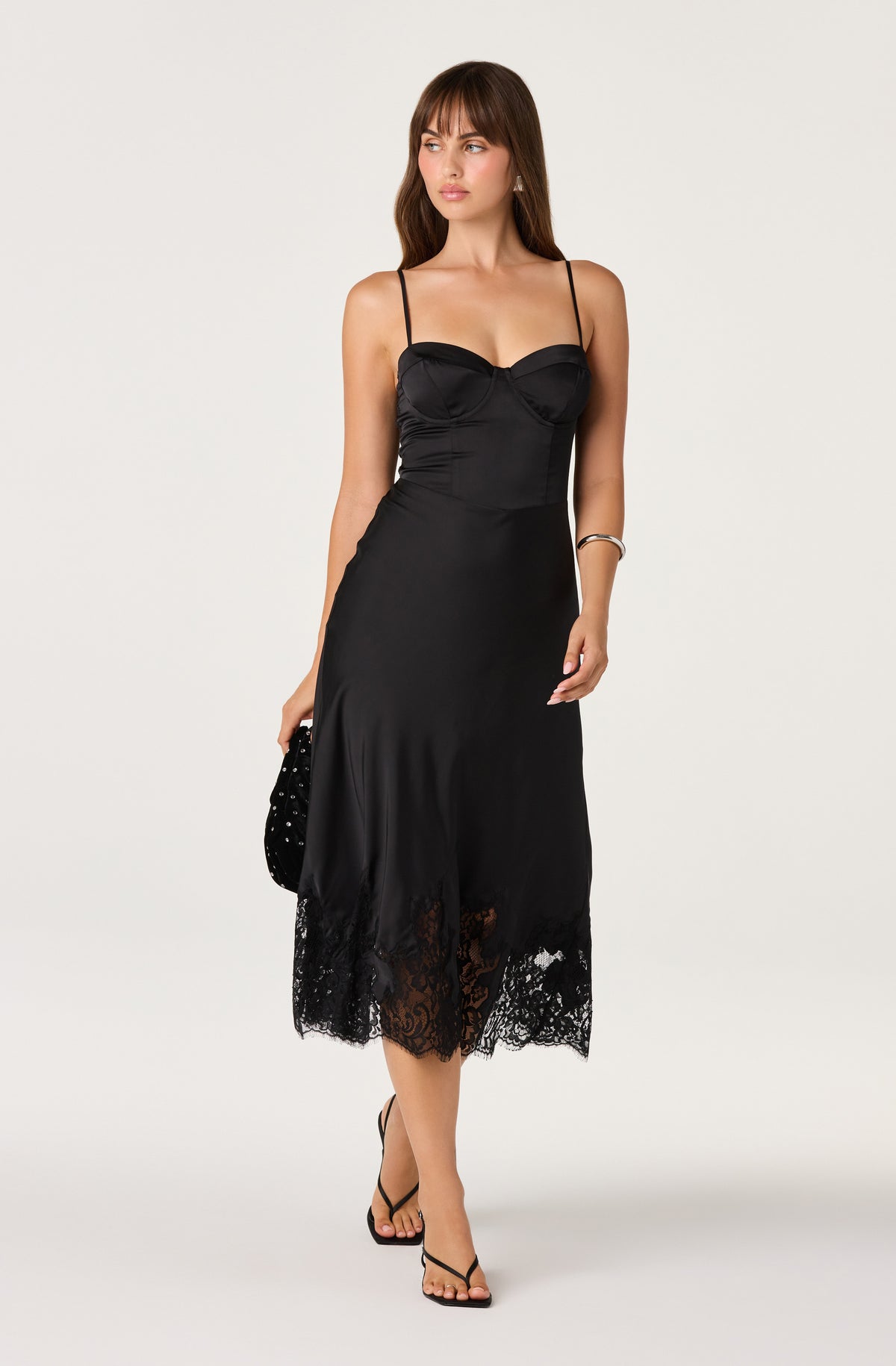 Abrianna Bustier Satin Midi Dress