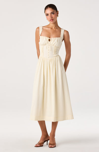 Sahana Crochet Trim Milkmaid Dress Buttercream / M