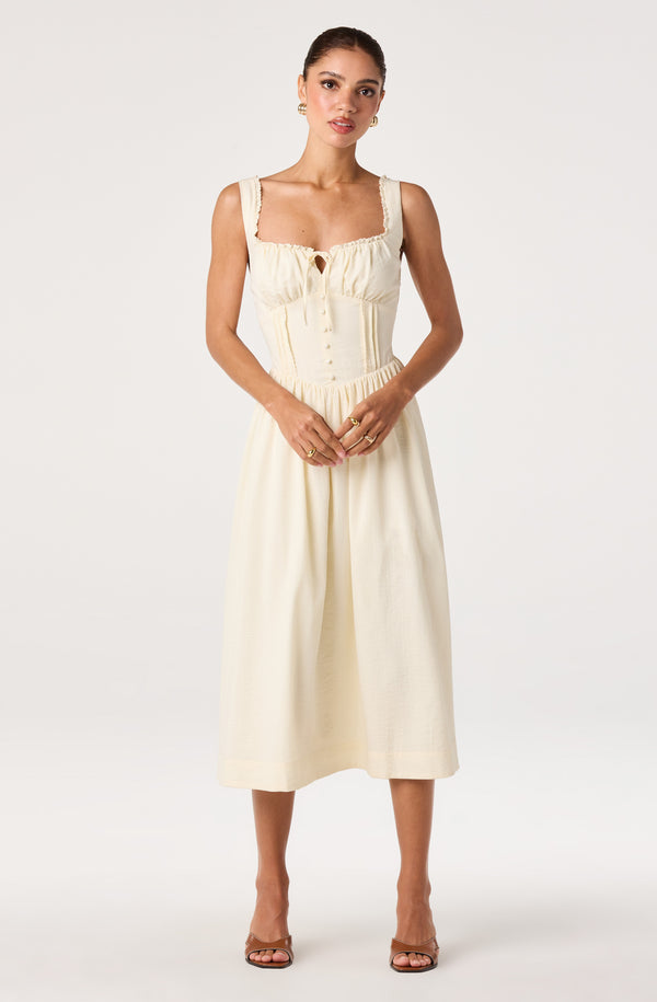 women's farmers market sleeveless tiered slip dress with crochet trim No Boundaries Crochet Lace Trim Tiered Maxi Dress, Women's XXS-XXL