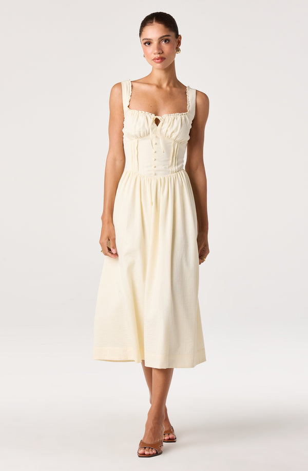 Sahana Crochet Trim Milkmaid Dress Buttercream / M
