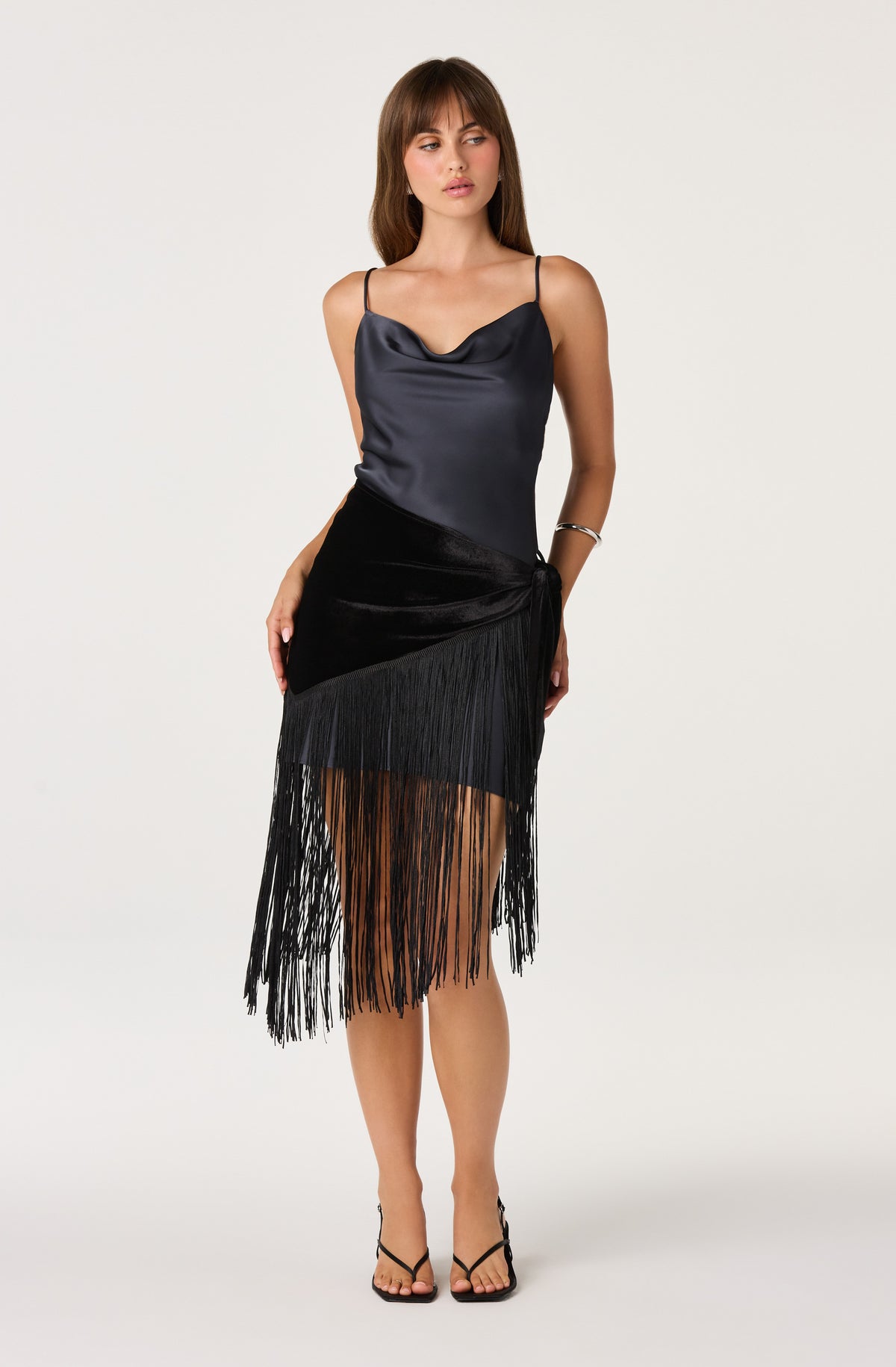 Manon Mixed Media Fringe Mini Dress