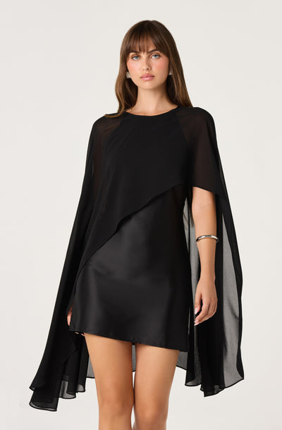 Ginevra Chiffon Cape Mini Dress
