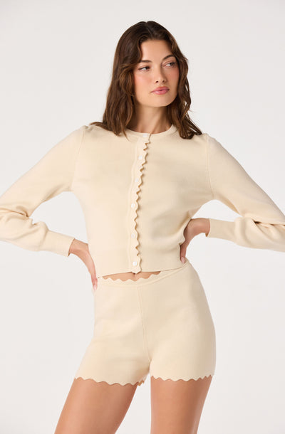 Scalloped Trim Sweater Shorts