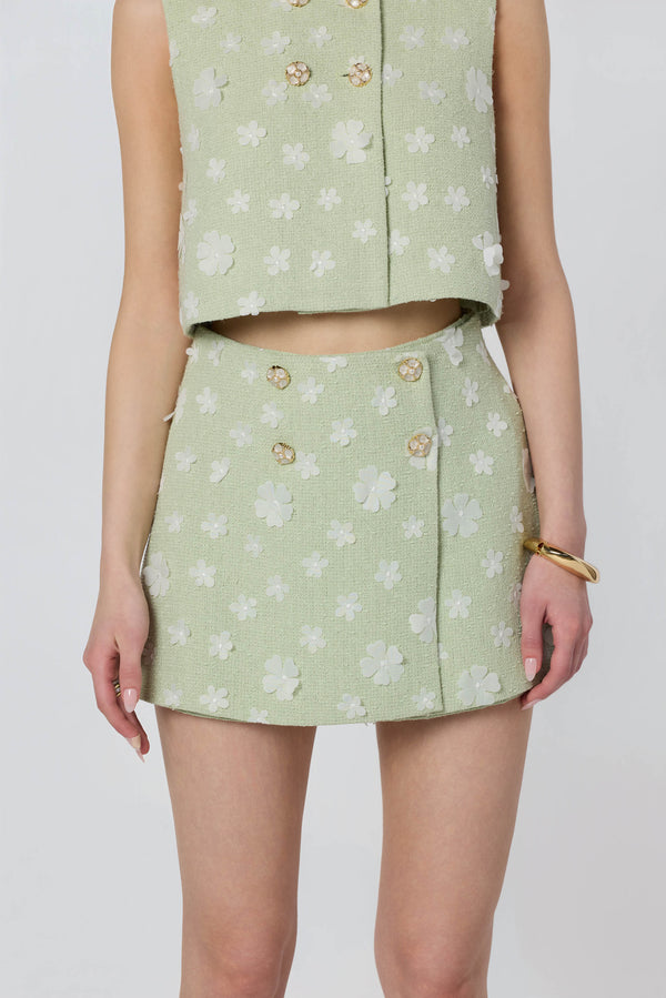 Janell Floral Applique Tweed Skort - ASTR the Label