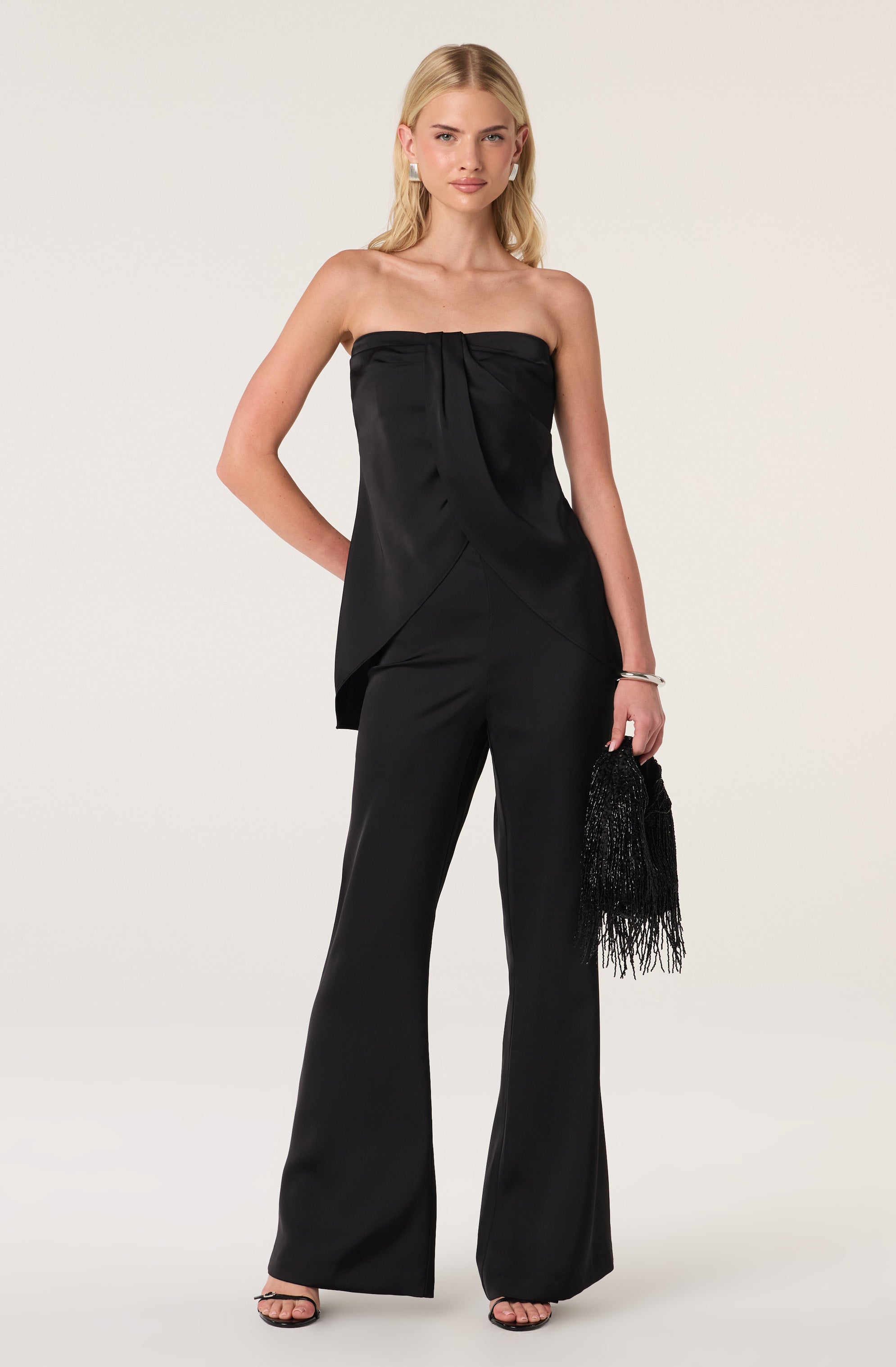 Keona Satin High-Rise Flared Pants