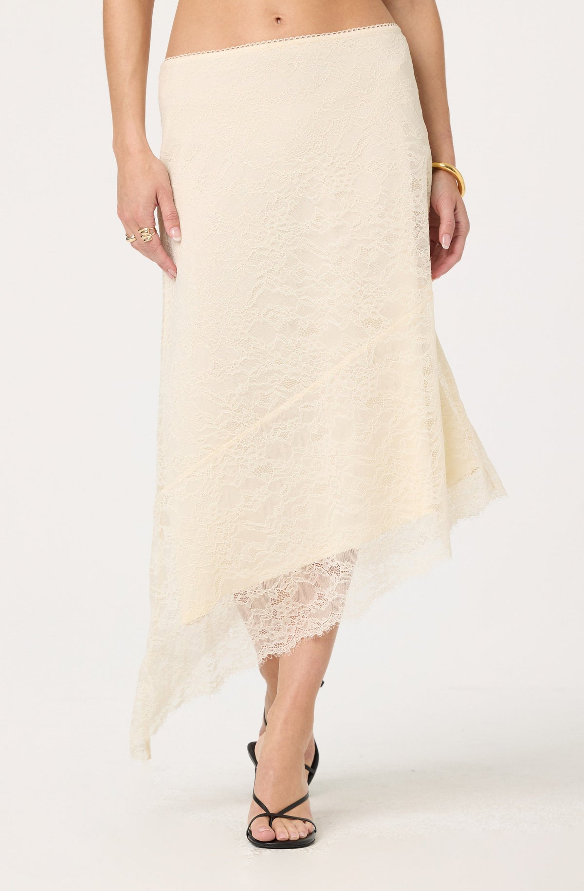 Asymmetrical Lace Midi Skirt– ASTR the Label