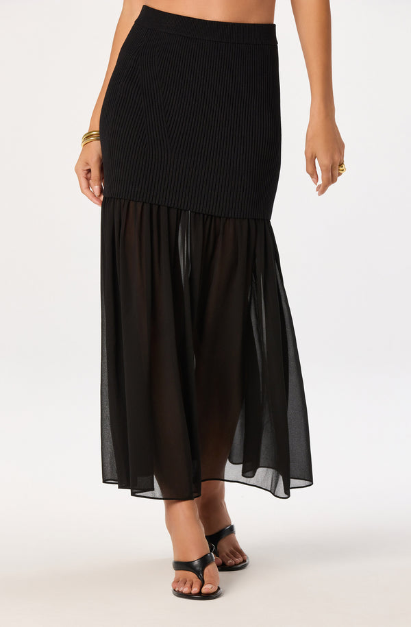 スカート L'Appartement Sheer Maxi Skirt Halie Mixed Media Maxi Skirt - ASTR the Label