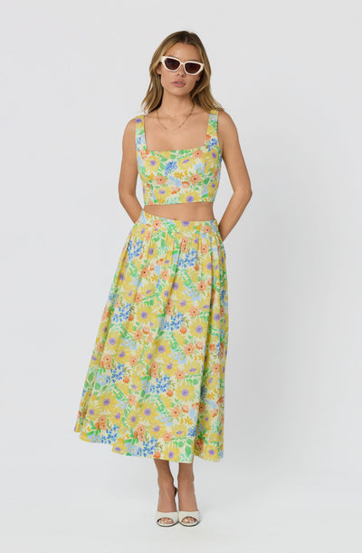 Jolie Floral Gathered Midi Skirt