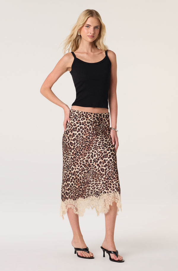 Eilinna Lace Hem Satin Midi Skirt - ASTR the Label
