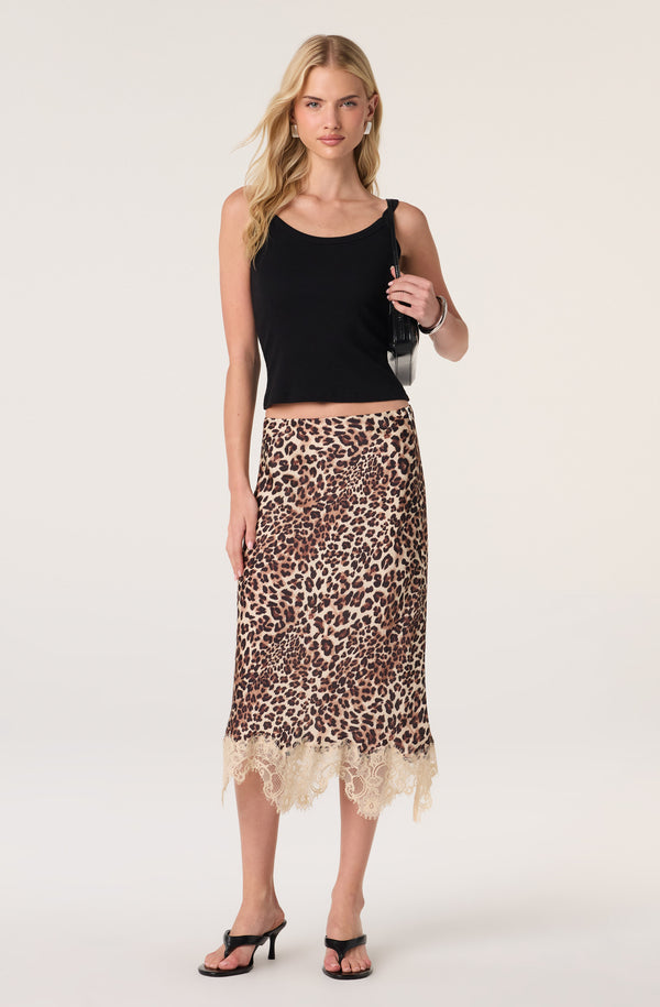 Eilinna Lace Hem Satin Midi Skirt - ASTR the Label