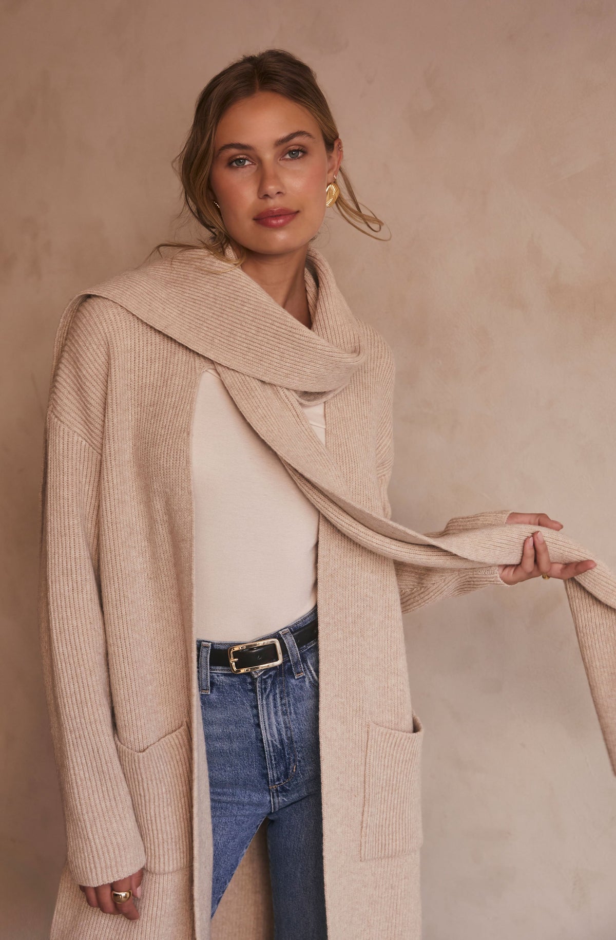 Noemi Ribbed Scarf Cardigan– ASTR the Label