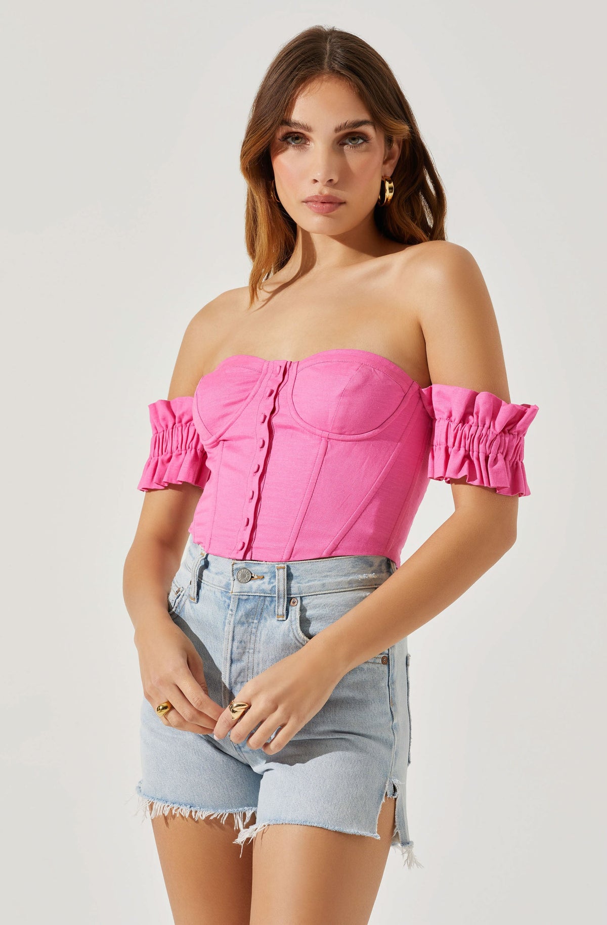 Off Shoulder Ruffle Corset Top – ASTR The Label