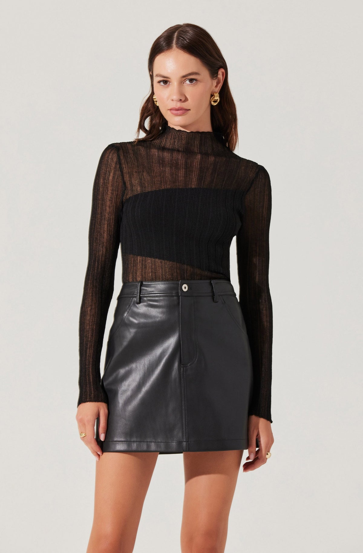 mesh mock neck top