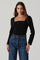 Sticky add to cart - Scallop Trim Ribbed Knit Top