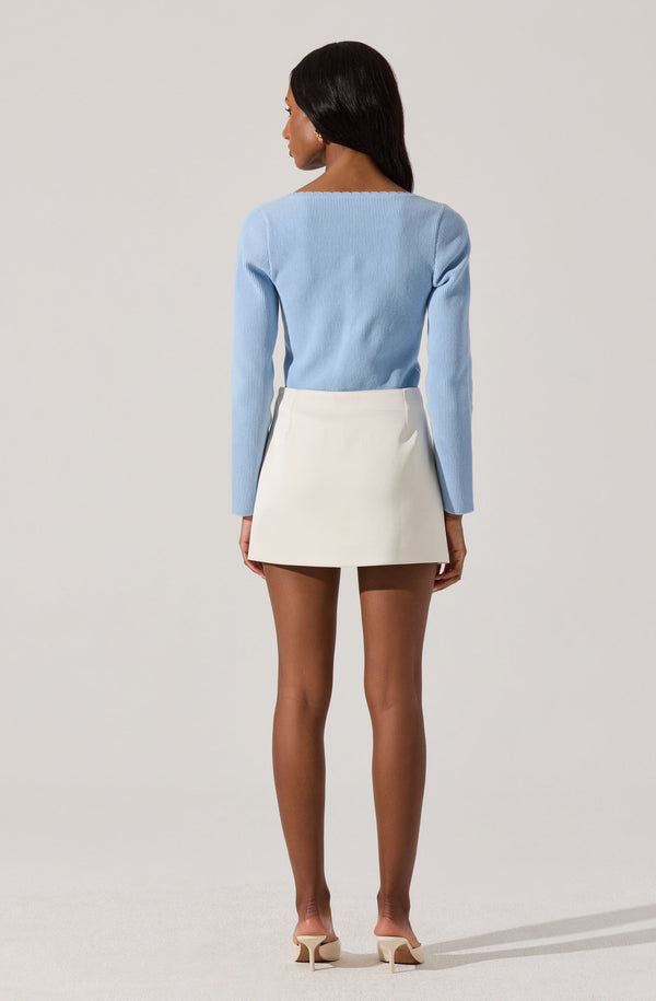 Scallop Trim Ribbed Knit Top - ASTR the Label