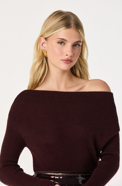 One Shoulder Ribbed Knit Top