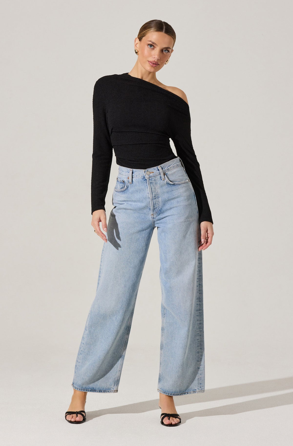 black loose off the shoulder top