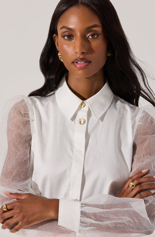 sheer dress shirt Sheer Lavandula Short Sleeve Shirt