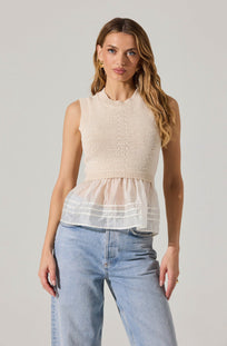 Sheer Peplum Sweater Vest - ASTR the Label