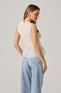Sheer Peplum Sweater Vest - ASTR the Label