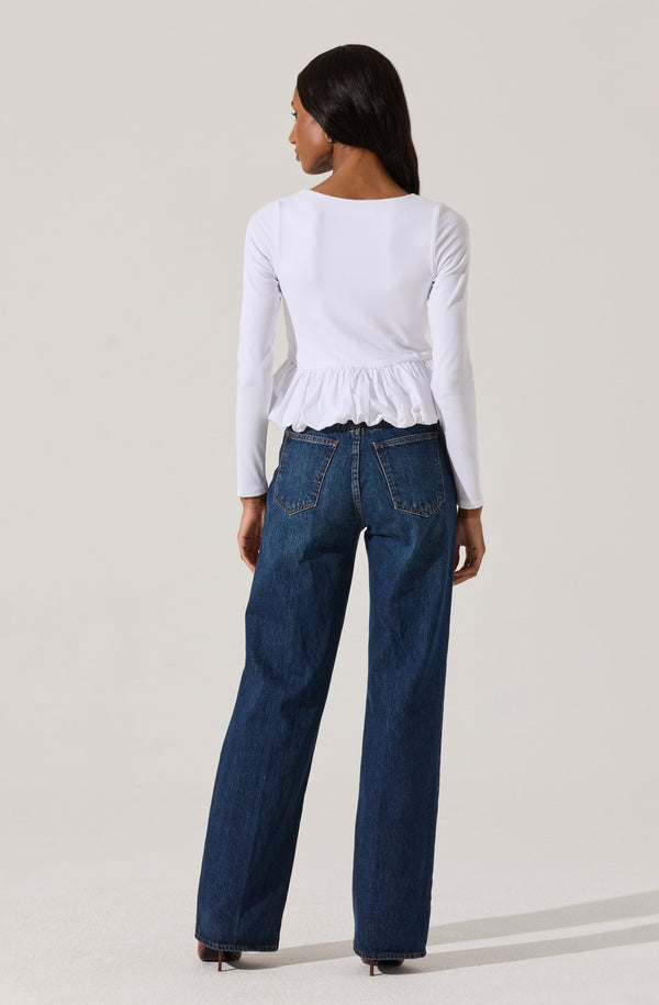 Bubble Hem Peplum Top - ASTR the Label