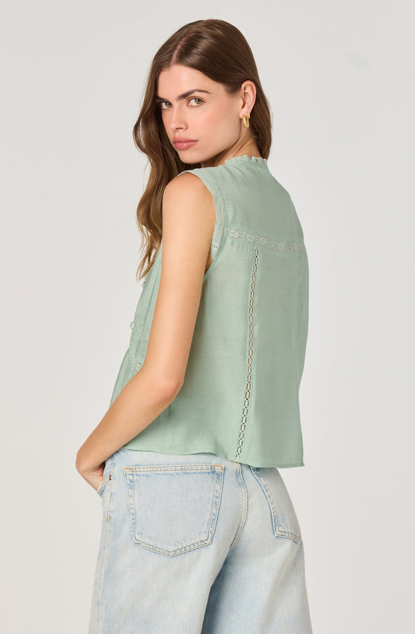 Lace trimmed tie front top - ASTR the Label